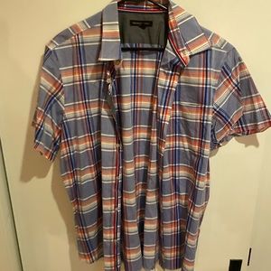 Banana republic size L mens plaid short sleeve dress shirt